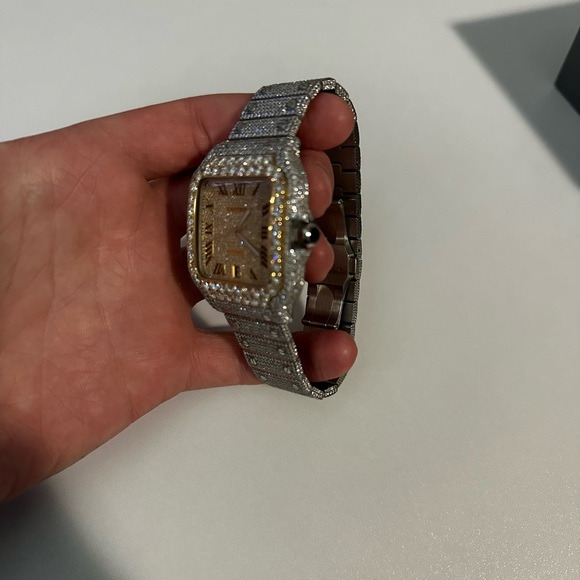 40MM CARTIER SANTOS 100 XL - FULLY ICED VS1 DIAMONDS - Picture 5 of 6